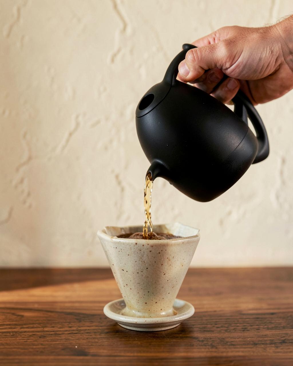 Coffee preparation detail from the Ember & Oak concept